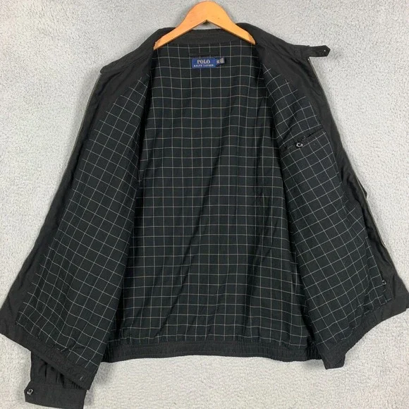 Polo Ralph Lauren Jacket Mens 4XLT Faded Black Bi-Swing Windbreaker Plaid Lined